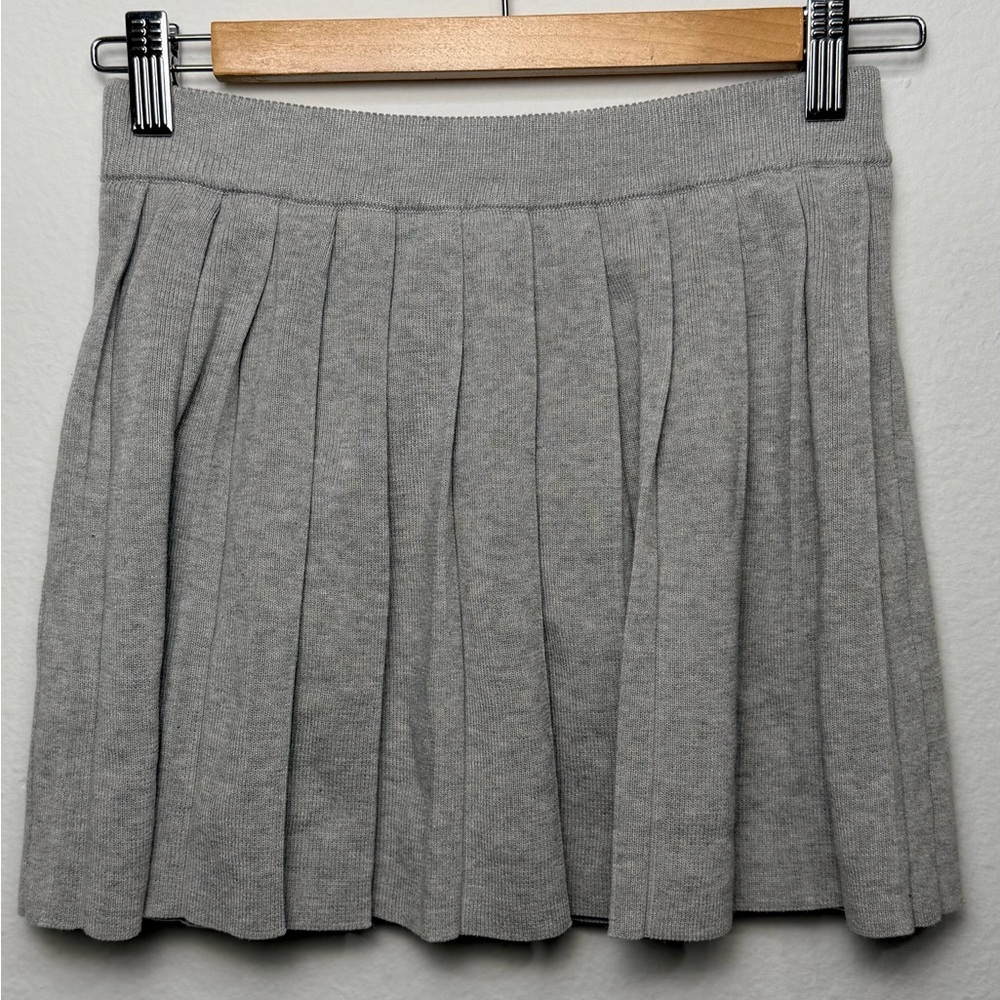 Daisy Heather Gray Knit Pleated Mini Skort Size Medium Preppy Tennis Skirt